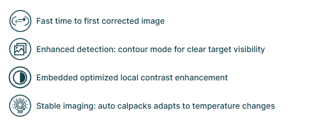 Xenics Dione XP 640 CAM series key benefits table