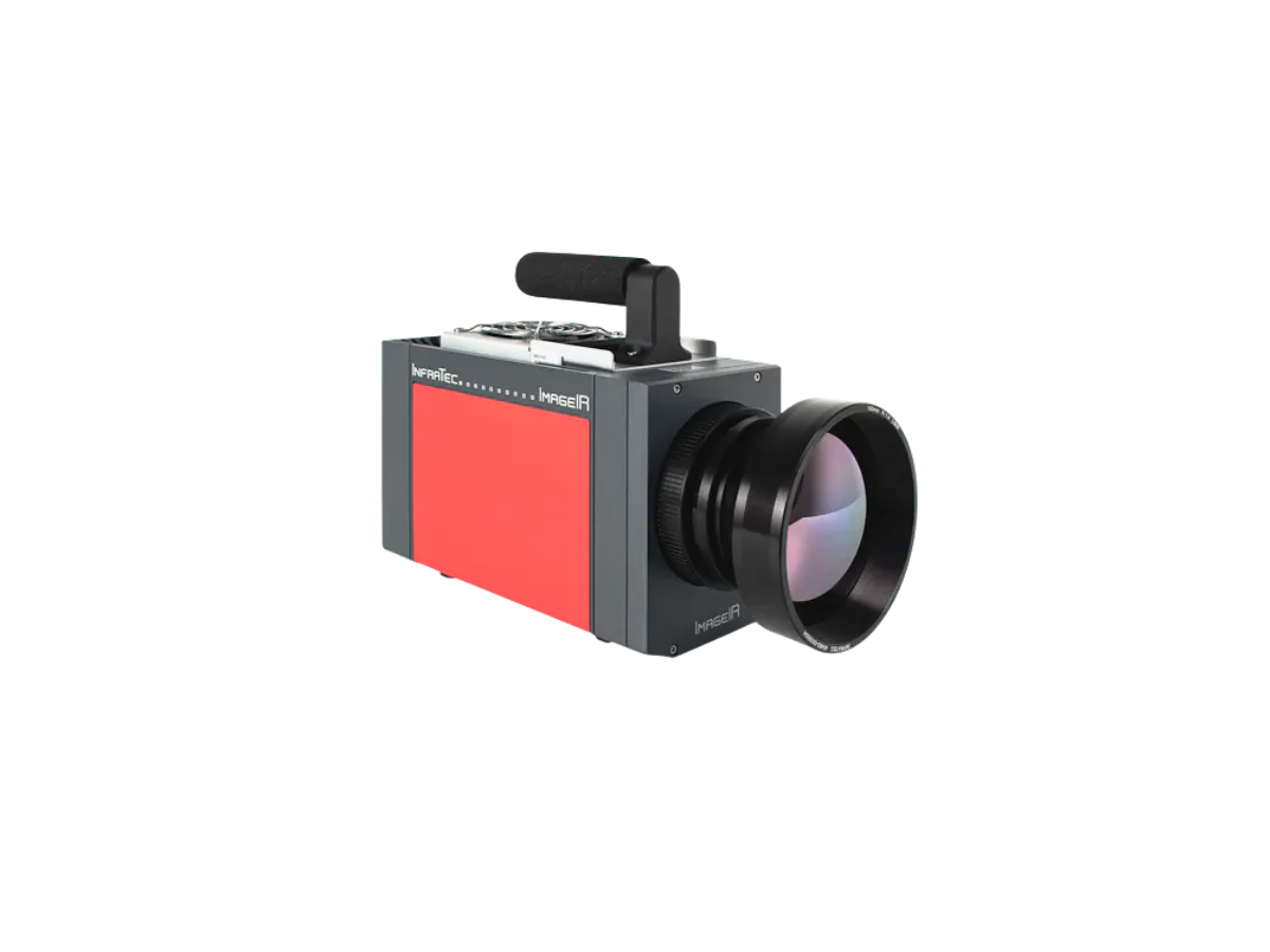 InfraTec ImageIR 9800 infrared camera with lens, side view