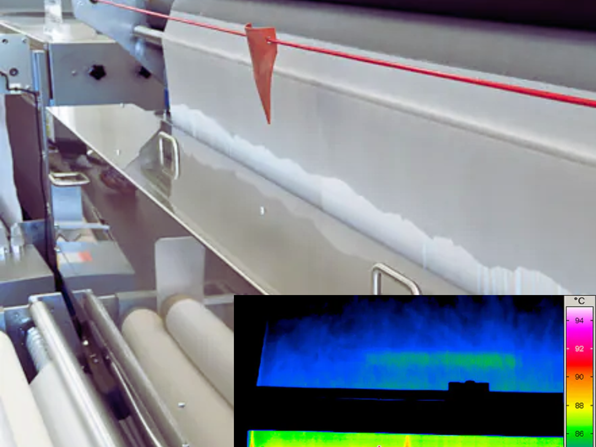 Plastic film production in industrial environment with IR image detecting hotspot