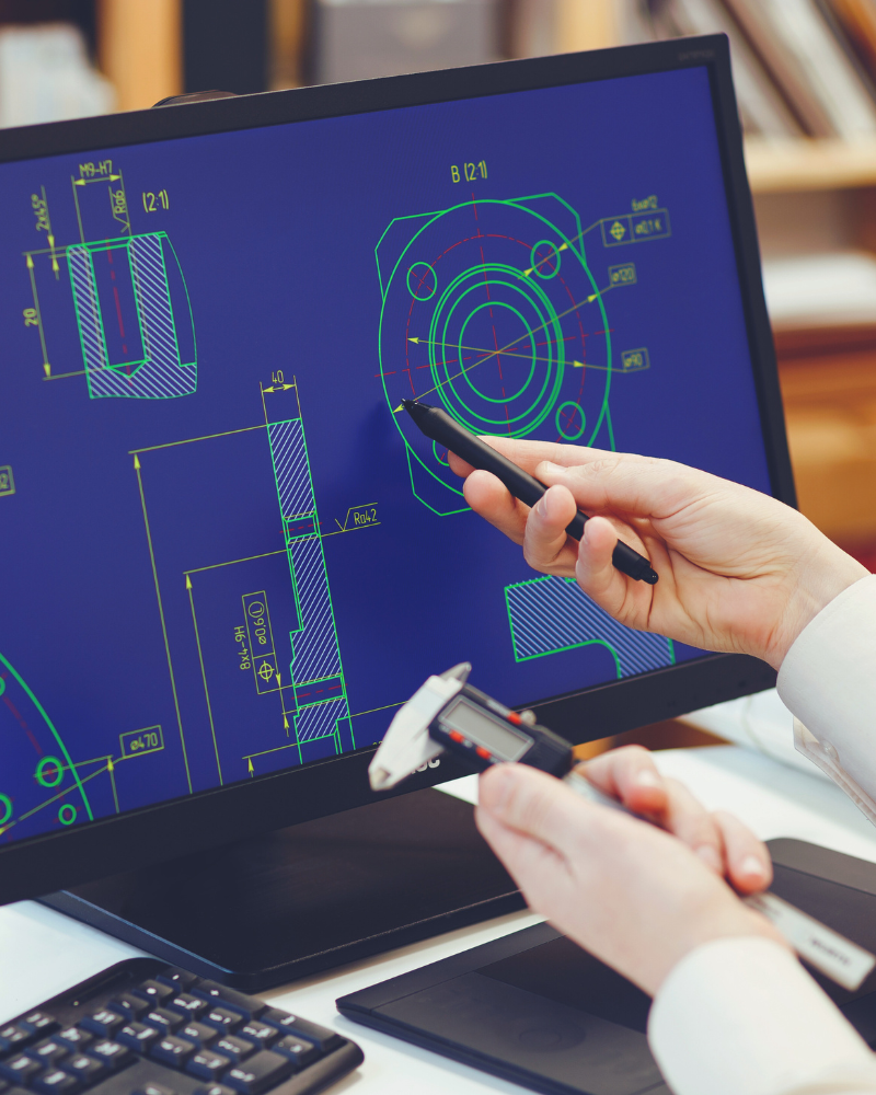 CAD design on computer screen