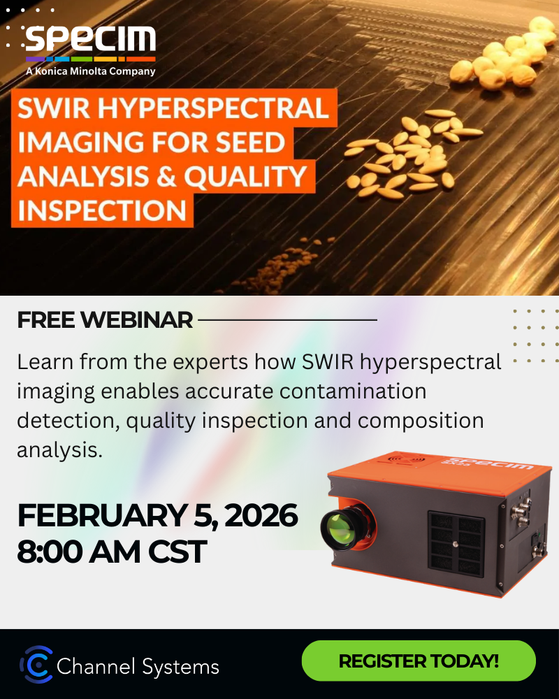 Specim SWIR hyperspectral imaging for seed analysis & quality inspection webinar image and information