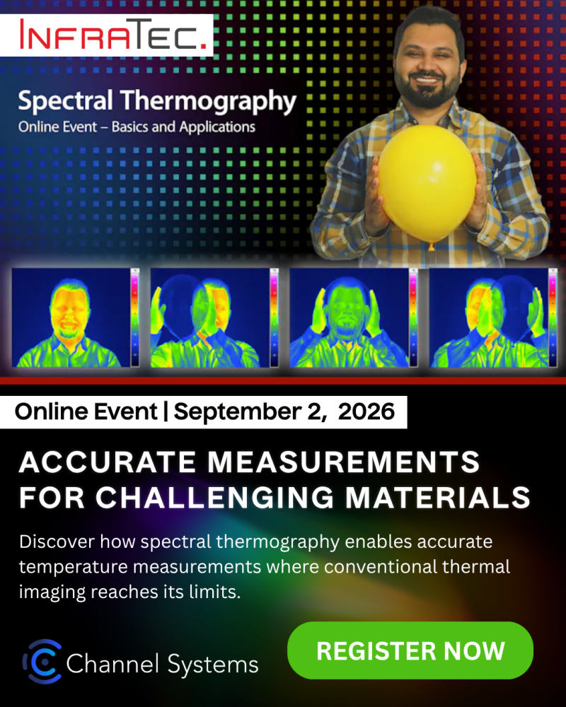Man holding balloon with several spectral IR frames shown.